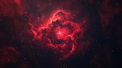Wall Mural - rosette nebula, where vibrant red hydrogen clouds and newly formed stars create an ethereal cosmic f