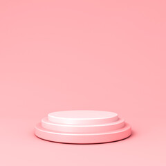 Fototapete - Blank light pink pastel colors podium pedestal or product display mockup showcase platform isolated on pink pastel color wall background with shadow minimal conceptual 3D rendering