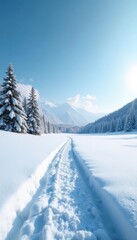 Wall Mural - Blank winter panorama; unblemished snow field , field, plain