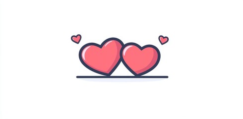 A continuous, linear drawing that brings together a heart and a colorful shape to form a romantic love sign, designed for use on greeting cards and web banners, featuring a thin contour, editable