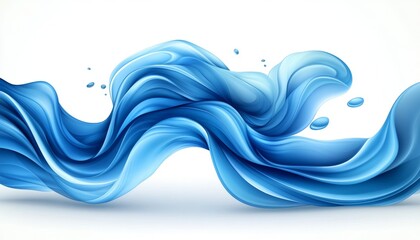 Wall Mural - abstract flowing blue wave, smooth liquid shapes, dynamic fluid design element, clean illustration