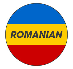 Wall Mural - Flag of Romania, round, vector with lettering ROMANIAN