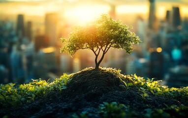 modern entrepreneurial success visual, showcasing scalable solutions, innovative technology, and eco