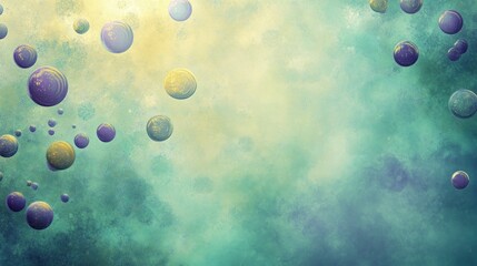 Wall Mural - abstract background with colorful spheres floating in a hazy, dreamy atmosphere.