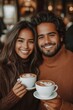 © Ilja - Smiling Couple Enjoys Cozy Coffee Date in a Cafe, Sharing Warmth and a Moment of Togetherness