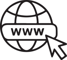 isolated website globe icon browser with pointer icon vector, website globe icon browser with pointe
