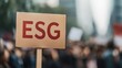 © pprothien - Protest sign displaying ESG in a crowded, blurred background.
