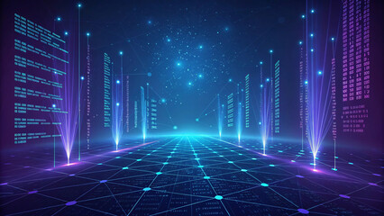 digital binary code and streaming data wallpaper design