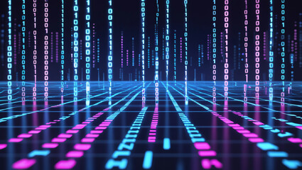 digital binary code and streaming data wallpaper design