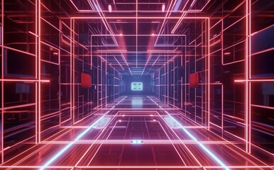 Wall Mural - futuristic neon tunnel streaming light with glowing lines and digital vibes