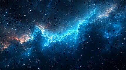Wall Mural - a blue cloud in space with many stars