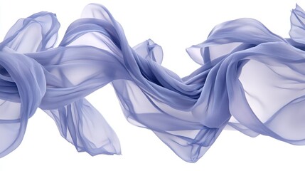 Wall Mural - flowing light blue ribbons on white, abstract background, fabric wave, digital art vector