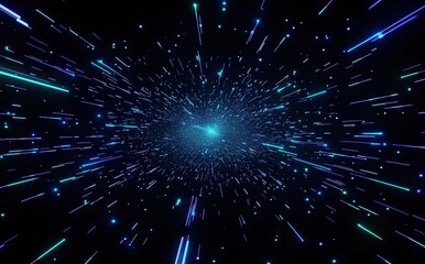 Wall Mural - Dynamic Starburst Effect Creating a Sense of Speed Through a Dark Cosmic Background