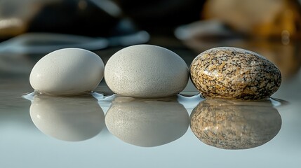 Wall Mural - Smooth stones float serenely, reflecting calm.