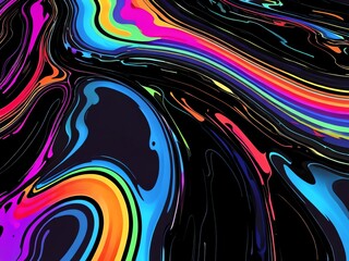 Wall Mural - Abstract Rainbow Swirls: A Vibrant Digital Artwork