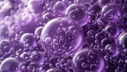 Sticker - Purple bubbles abstract background with light reflections and depth of field Copy Space