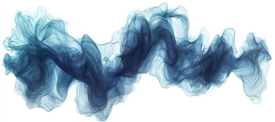 Wall Mural - abstract flowing blue wave pattern on white background, digital art graphic design element