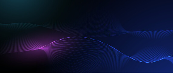 Fototapete - Vector abstract dynamic, wave particle and dot. Illustration technology background with dynamic mesh, flow particles design for banner, wallpaper. High tech, digital datum network and science concept