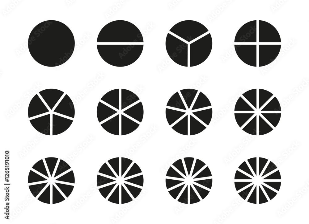 Pie chart template. Diagram wheel parts from 1 to 12. Sectors divide ...
