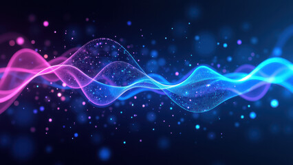 Abstract technology background with digital waves of binary code.