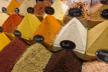 Wall Mural - Spices on sale at the Spice Bazaar, a covered market in Istanbul