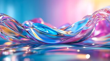 Poster - Iridescent Liquid Flow, Abstract Background - Iridescent/Holographi.