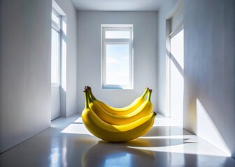 Wall Mural - Three Bananas, Minimalist Still Life, Architectural Photography