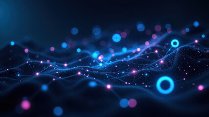 digital abstract network of blue circles with a flowing design, symbolizing ci/cd pipeline automatio