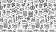 © Rahmat  - Business idea doodle seamless pattern background. Business success, creative idea concept doodle drawn sketch style pattern with lightbulb, megaphone, calendar element. perfect any project