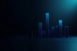 © grey - 3D render of an abstract blue bar graph, simple dark background, minimalistic design