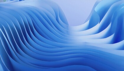 Leinwandbilder - abstract blue paper waves background with smooth curves, dynamic design, soft texture for modern graphics and web use