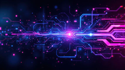 Wall Mural - Coding with vibrant digital circuit board graphics representing a futuristic software development environment.