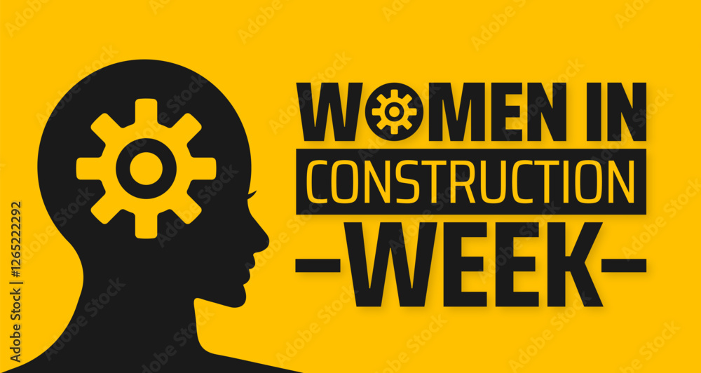 Women in construction week background banner or poster design template ...