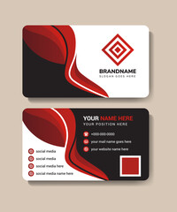 Wall Mural - visit card with dark red gradient wavy detailed. duoble side face business card on horizontal layout