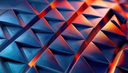 Leinwandbilder - close-up photo of a fabric surface with an intricate triangular pattern in gradient colors, ideal for textile design