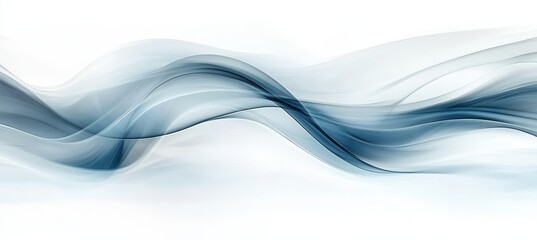 Wall Mural - abstract blue smoke wave on white background, minimalist modern design element, elegant artwork.