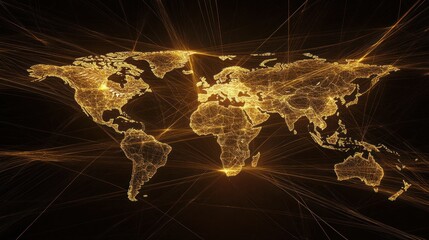 Global network connections, dark background