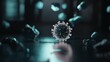 © jendralbiribiri - Detailed 3D Rendering of Coronavirus Particle with Spike Proteins Against Blurred Background