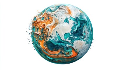 Abstract Earth Exploding, Colorful Planet, Dynamic Visual, Stock Photo, Background for Science, Education, or Technology