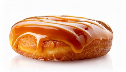 Caramel Donut with Glaze Toping on White Background Isolated