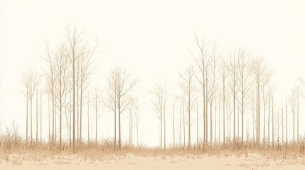 Barren Winter Trees, Flat Landscape, Minimalist Background, Website Design
