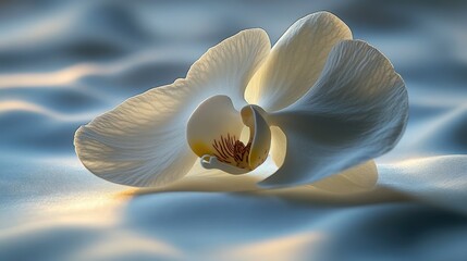 Sticker - Delicate white orchid, soft light, serene beauty.