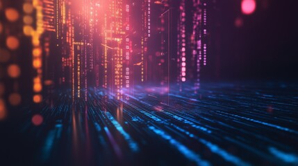 Abstract coding concept with glowing lines and symbols, symbolizing innovation and digital transformation.