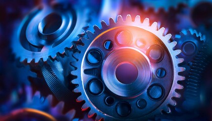 Canvas Print - abstract close up of gears with a glowing background