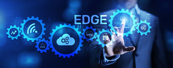 Edge computing networking internet technology concept on screen interface.