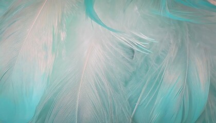 Poster - soft mint colored bird feathers close-up, fine texture and delicate details for design or artistic projects