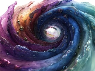 Canvas Print - Glittery liquid swirls create vibrant cosmic vortex.