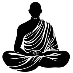 Wall Mural - Peaceful Monk Silhouette – Ideal for Zen & Yoga Themes