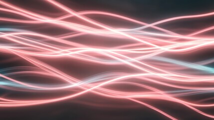 Wall Mural - Abstract light trails, wavy lines, dark background, energy concept, website banner