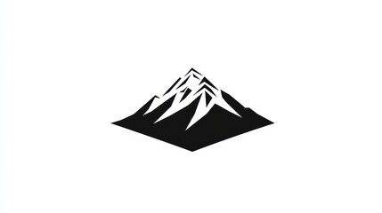 Wall Mural - Isometric Mountain Peak, White Background, Nature Icon